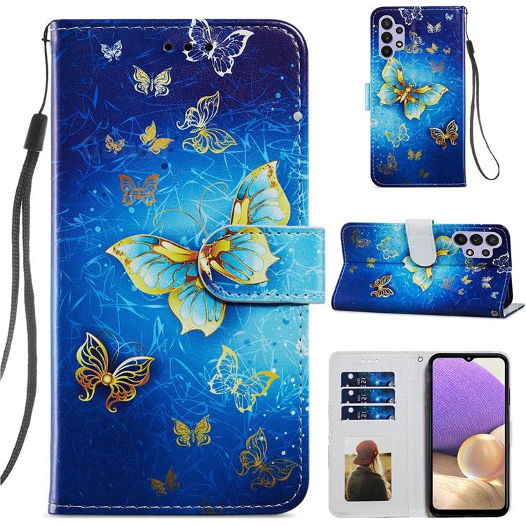 Phnom Penh Butterfly Smooth Leather Phone Wallet Case for Samsung Galaxy A32 5G