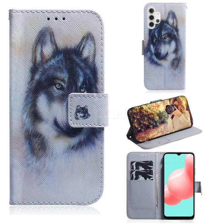 Snow Wolf PU Leather Wallet Case for Samsung Galaxy A32 5G