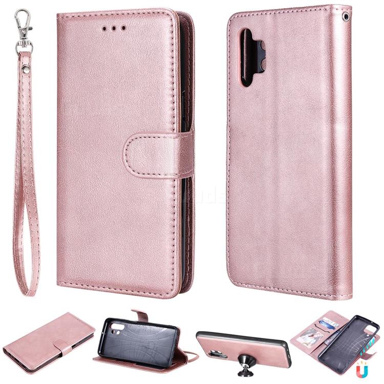 Retro Greek Detachable Magnetic PU Leather Wallet Phone Case for Samsung Galaxy A32 5G - Rose Gold