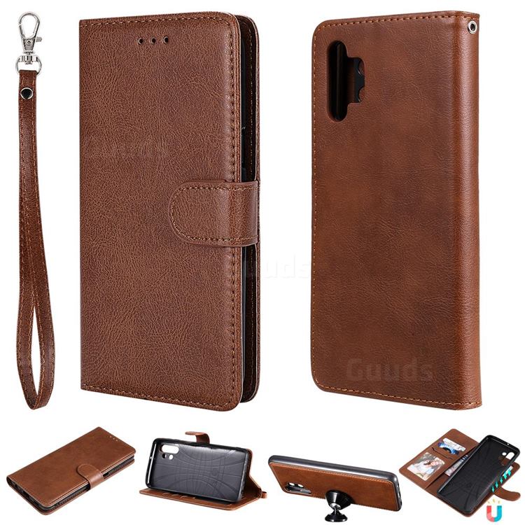 Retro Greek Detachable Magnetic PU Leather Wallet Phone Case for Samsung Galaxy A32 5G - Brown