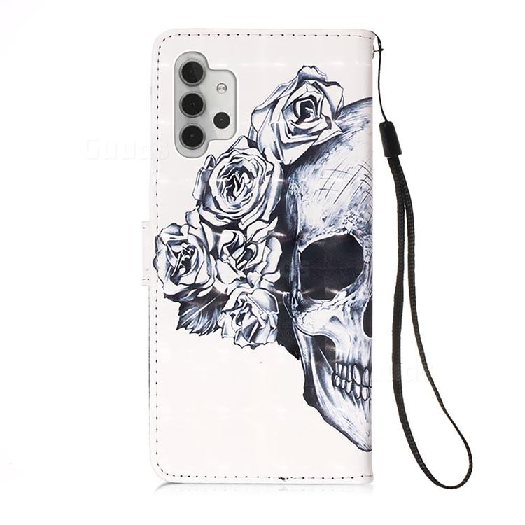 Skull Flower 3D Painted Leather Wallet Case for Samsung Galaxy A32 5G ...