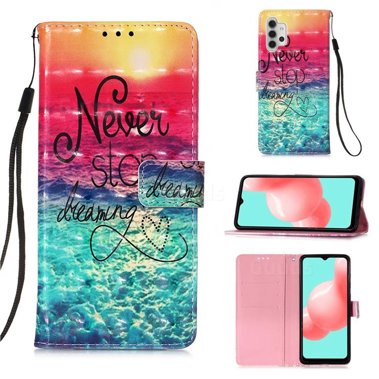 Colorful Dream Catcher 3D Painted Leather Wallet Case for Samsung Galaxy A32 5G