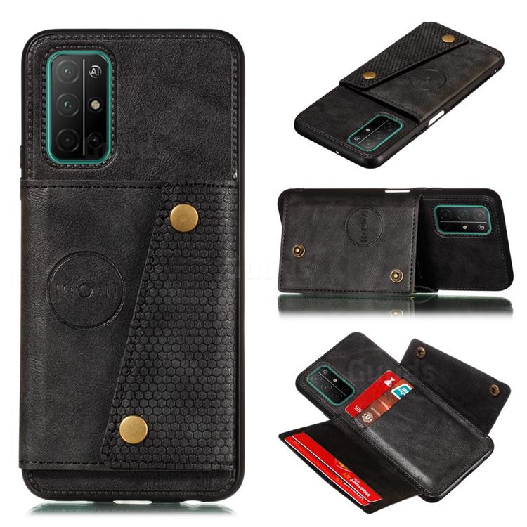Retro Multifunction Card Slots Stand Leather Coated Phone Back Cover for Samsung Galaxy A32 5G - Black