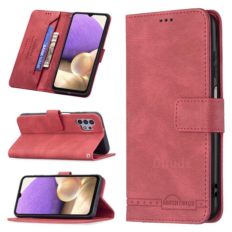 Binfen Color RFID Blocking Leather Wallet Case for Samsung Galaxy A32 5G - Red