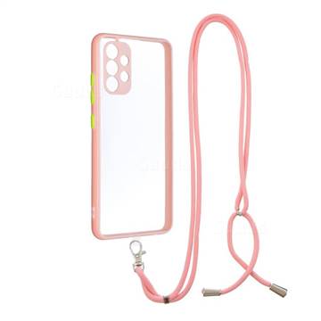 Necklace Cross-body Lanyard Strap Cord Phone Case Cover for Samsung Galaxy A32 4G - Pink