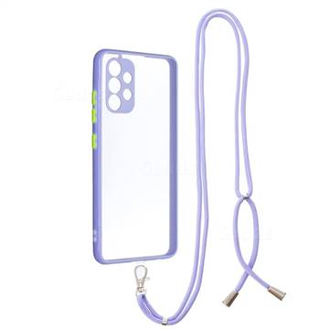 Necklace Cross-body Lanyard Strap Cord Phone Case Cover for Samsung Galaxy A32 4G - Purple