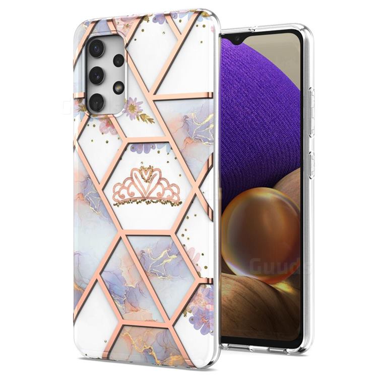 Crown Purple Flower Marble Electroplating Protective Case Cover for Samsung Galaxy A32 4G