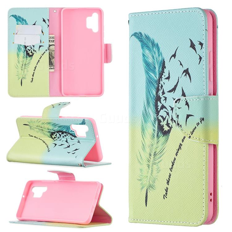 Feather Bird Leather Wallet Case for Samsung Galaxy A32 4G