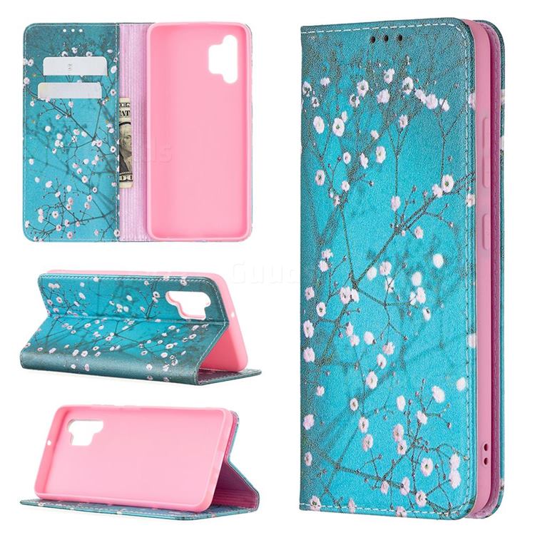 Plum Blossom Slim Magnetic Attraction Wallet Flip Cover for Samsung Galaxy A32 4G