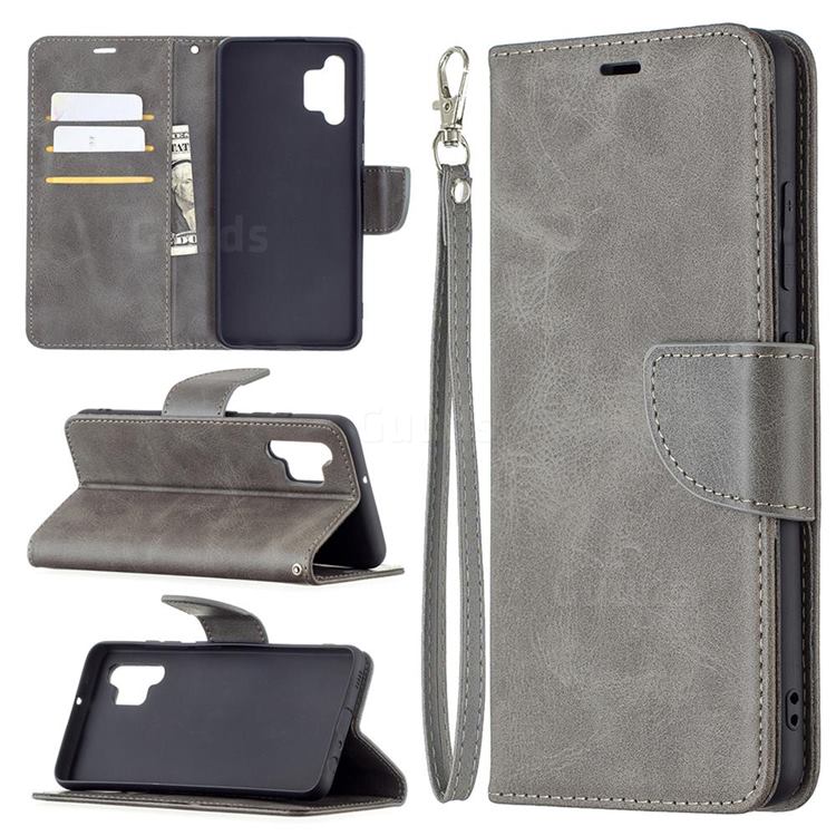 Classic Sheepskin PU Leather Phone Wallet Case for Samsung Galaxy A32 4G - Gray