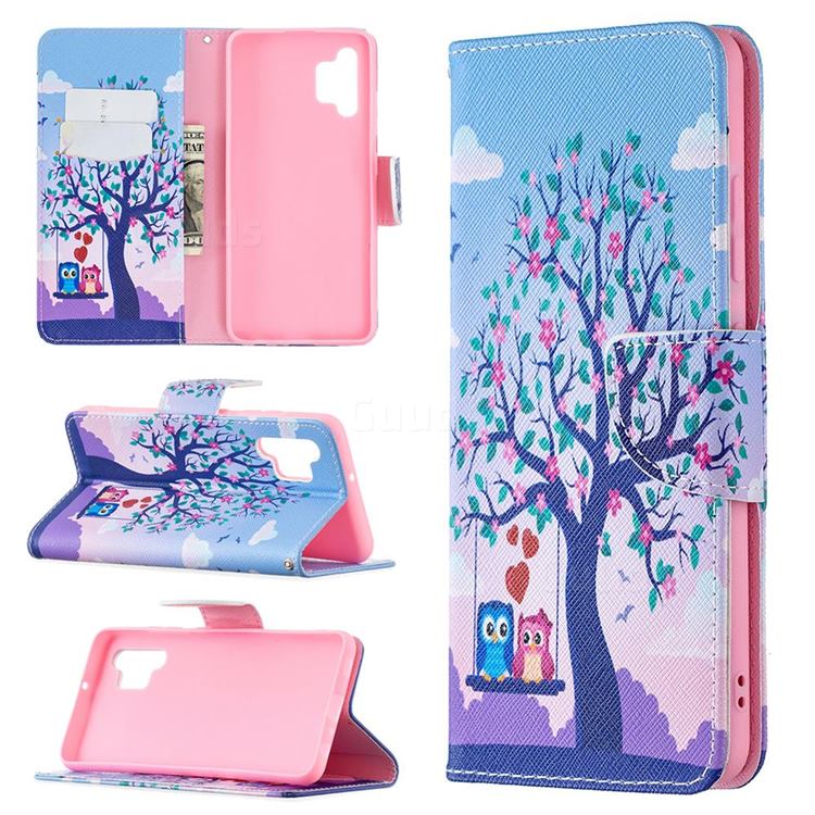 Tree and Owls Leather Wallet Case for Samsung Galaxy A32 4G