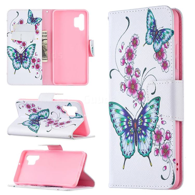 Peach Butterflies Leather Wallet Case for Samsung Galaxy A32 4G
