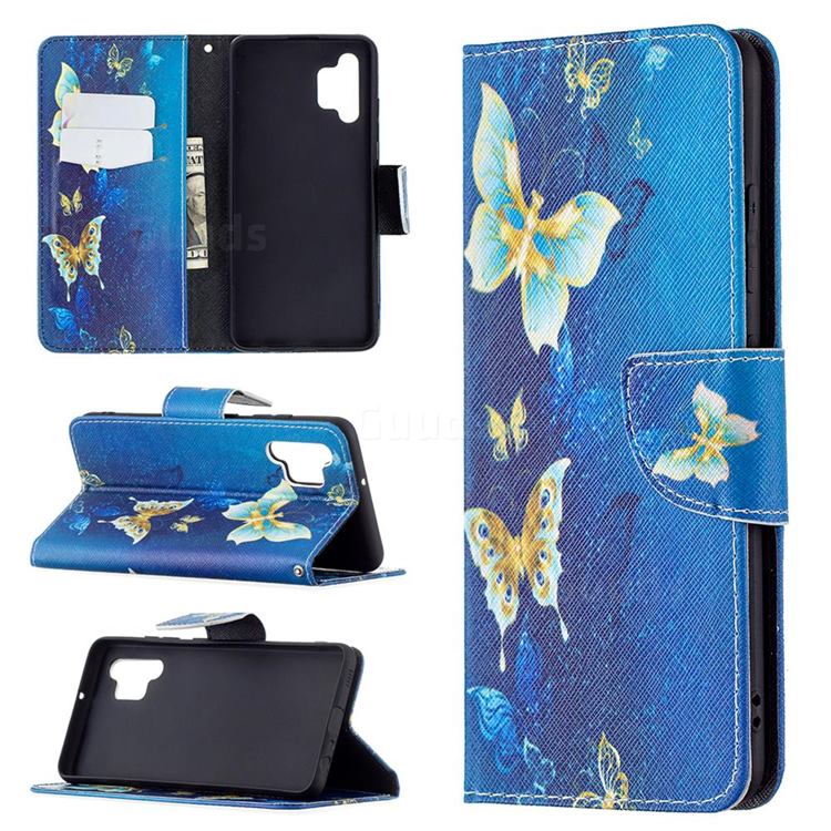 Golden Butterflies Leather Wallet Case for Samsung Galaxy A32 4G