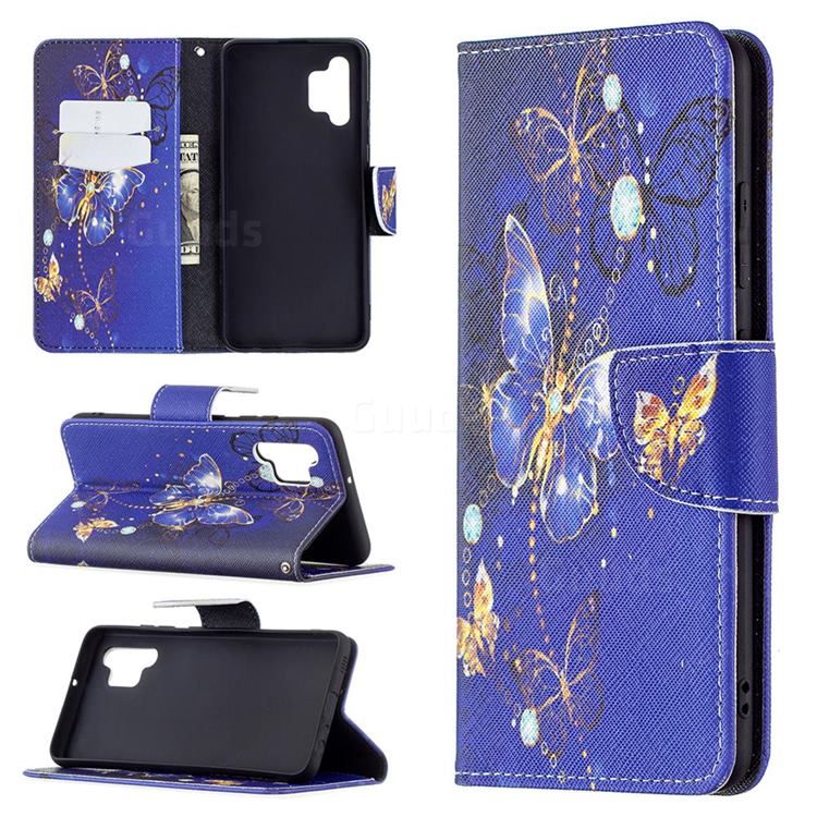 Purple Butterfly Leather Wallet Case for Samsung Galaxy A32 4G