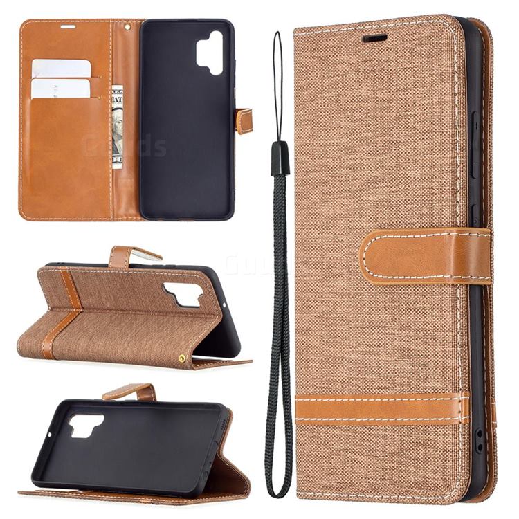 Jeans Cowboy Denim Leather Wallet Case for Samsung Galaxy A32 4G - Brown