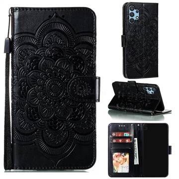 Intricate Embossing Datura Solar Leather Wallet Case for Samsung Galaxy A32 4G - Black