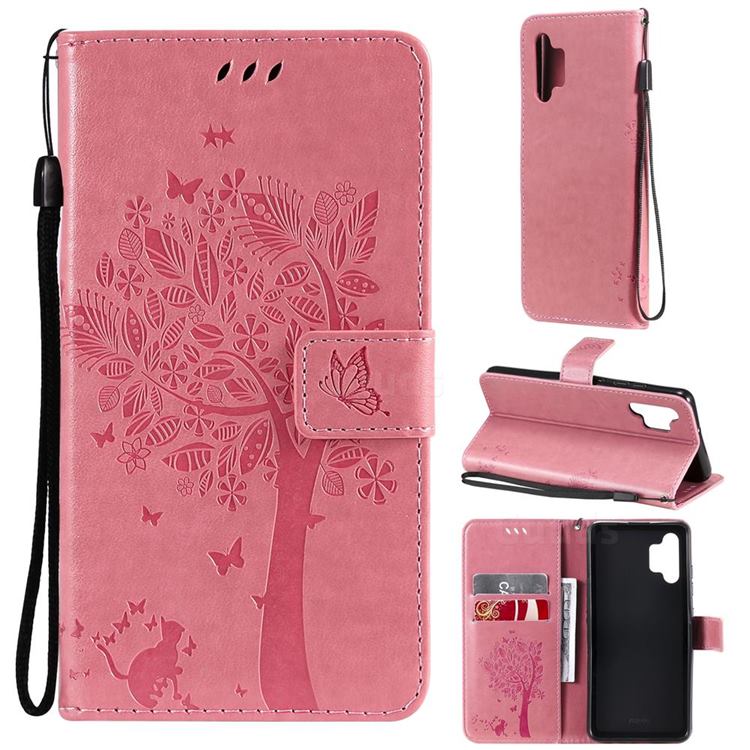 Embossing Butterfly Tree Leather Wallet Case for Samsung Galaxy A32 4G - Pink