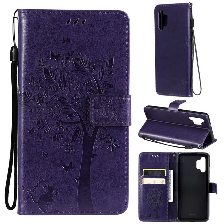 Embossing Butterfly Tree Leather Wallet Case for Samsung Galaxy A32 4G - Purple
