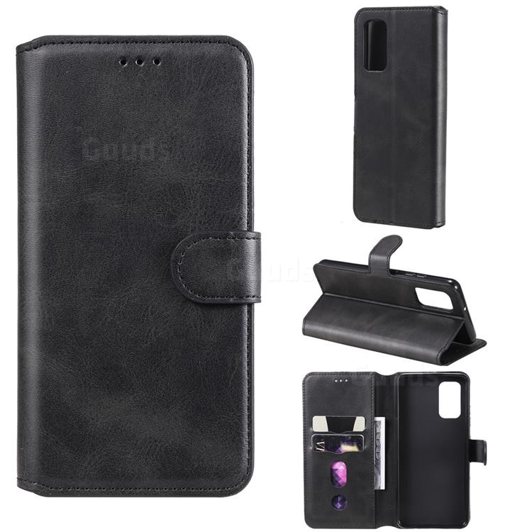 Retro Calf Matte Leather Wallet Phone Case for Samsung Galaxy A32 4G - Black