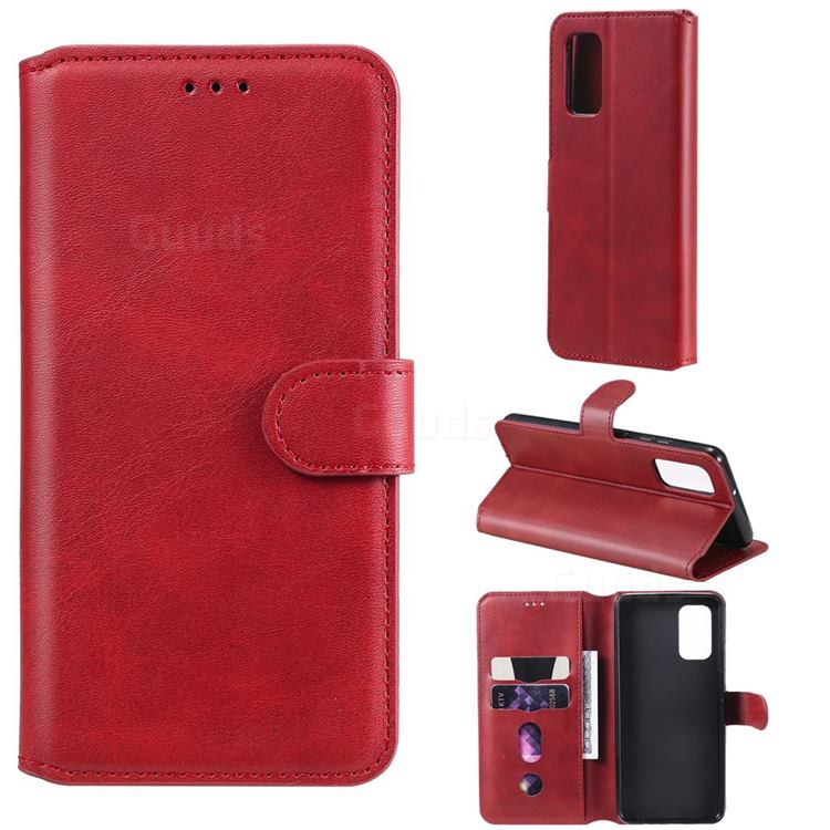 Retro Calf Matte Leather Wallet Phone Case for Samsung Galaxy A32 4G - Red