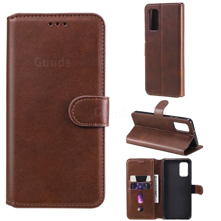 Retro Calf Matte Leather Wallet Phone Case for Samsung Galaxy A32 4G - Brown
