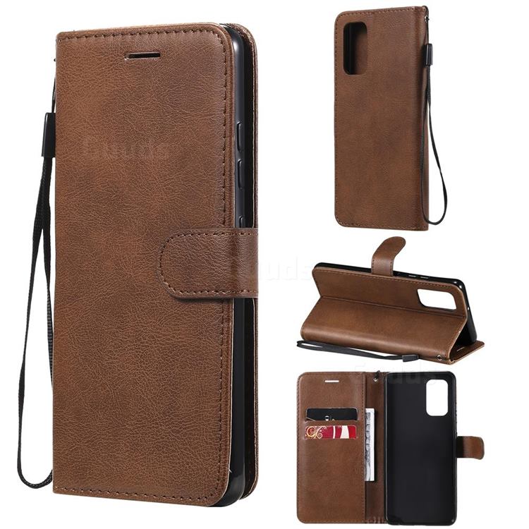 Retro Greek Classic Smooth PU Leather Wallet Phone Case for Samsung Galaxy A32 4G - Brown