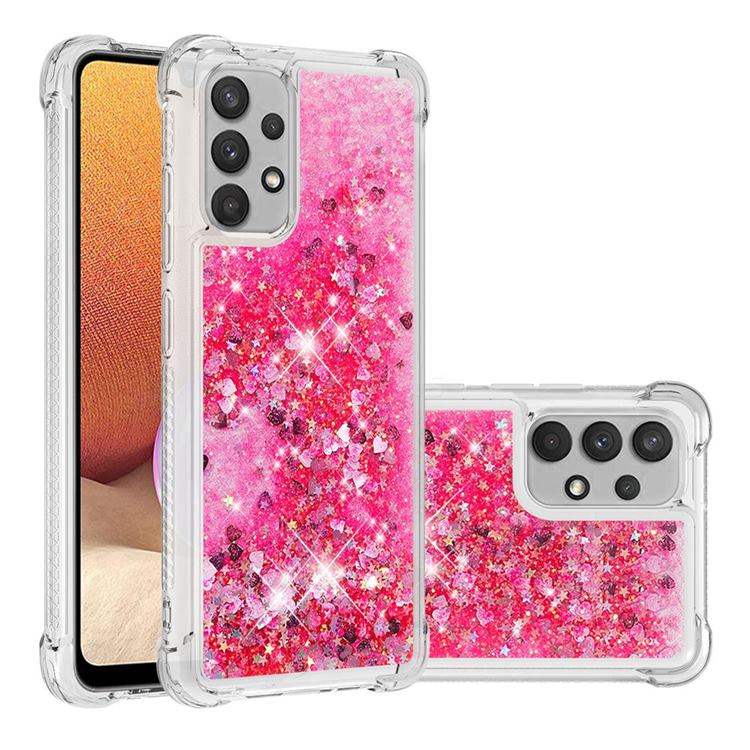 Dynamic Liquid Glitter Sand Quicksand TPU Case for Samsung Galaxy A32 4G - Pink Love Heart