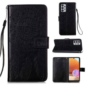 Embossing Dream Catcher Mandala Flower Leather Wallet Case for Samsung Galaxy A32 4G - Black