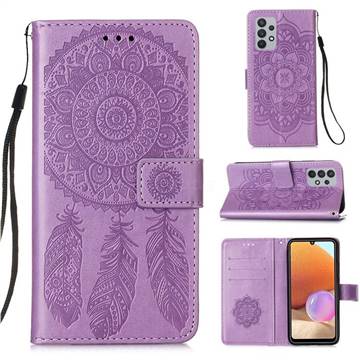 Embossing Dream Catcher Mandala Flower Leather Wallet Case for Samsung Galaxy A32 4G - Purple