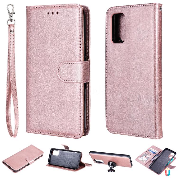Retro Greek Detachable Magnetic PU Leather Wallet Phone Case for Samsung Galaxy A32 4G - Rose Gold