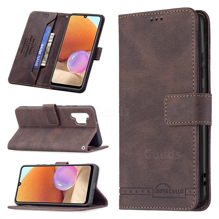 Binfen Color RFID Blocking Leather Wallet Case for Samsung Galaxy A32 4G - Brown