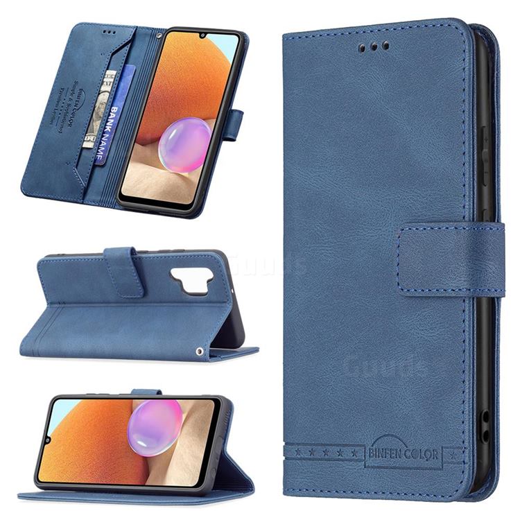 Binfen Color RFID Blocking Leather Wallet Case for Samsung Galaxy A32 4G - Blue