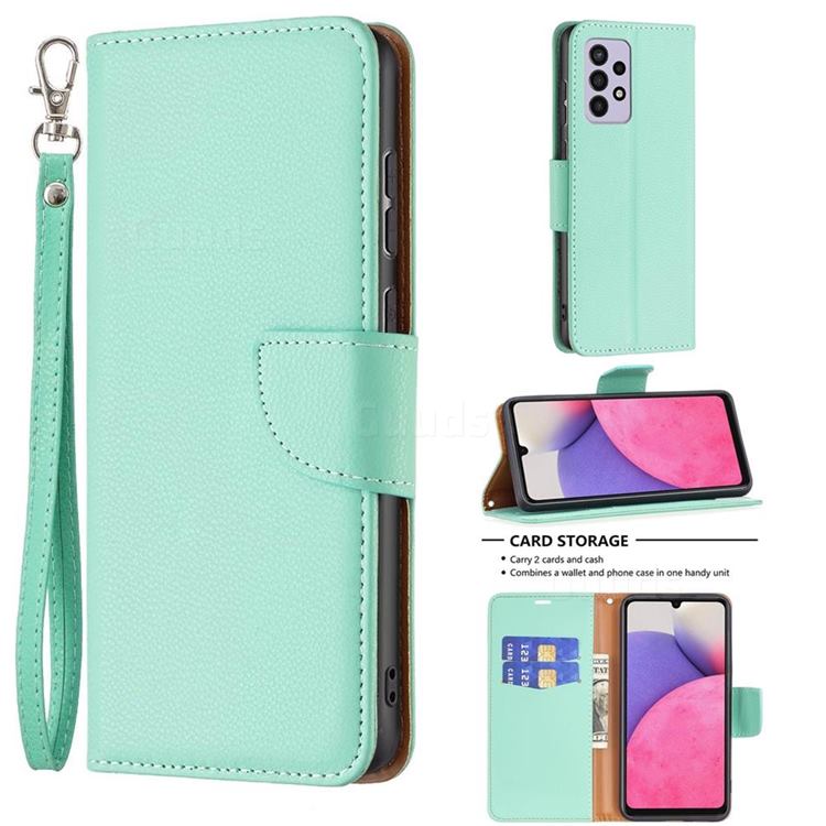 Classic Luxury Litchi Leather Phone Wallet Case for Samsung Galaxy A33 5G - Green