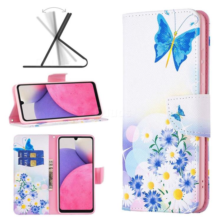 Butterflies Flowers Leather Wallet Case for Samsung Galaxy A33 5G