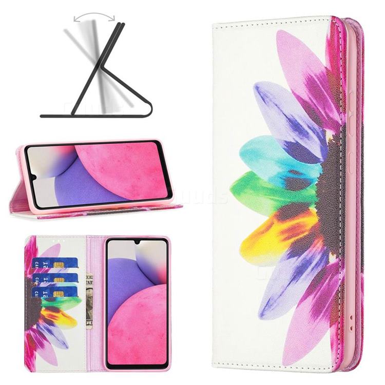 Sun Flower Slim Magnetic Attraction Wallet Flip Cover for Samsung Galaxy A33 5G