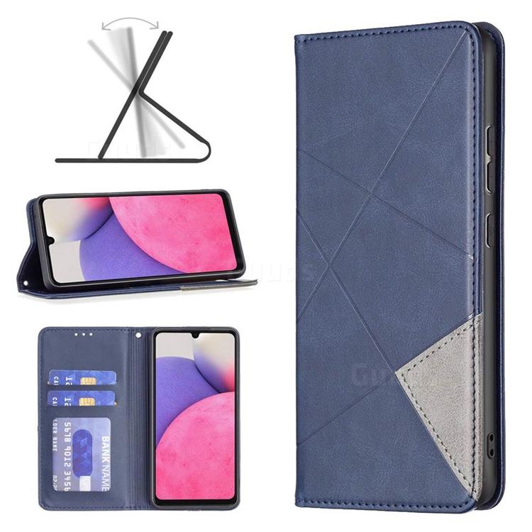 Prismatic Slim Magnetic Sucking Stitching Wallet Flip Cover for Samsung Galaxy A33 5G - Blue