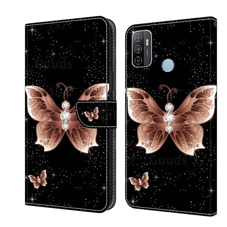 Black Diamond Butterfly Crystal PU Leather Protective Wallet Case Cover for Samsung Galaxy A33 5G