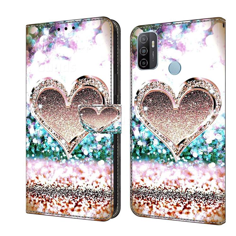 Pink Diamond Heart Crystal PU Leather Protective Wallet Case Cover for Samsung Galaxy A33 5G
