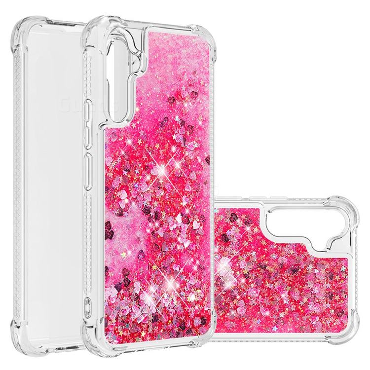 Dynamic Liquid Glitter Sand Quicksand TPU Case for Samsung Galaxy A34 5G - Pink Love Heart