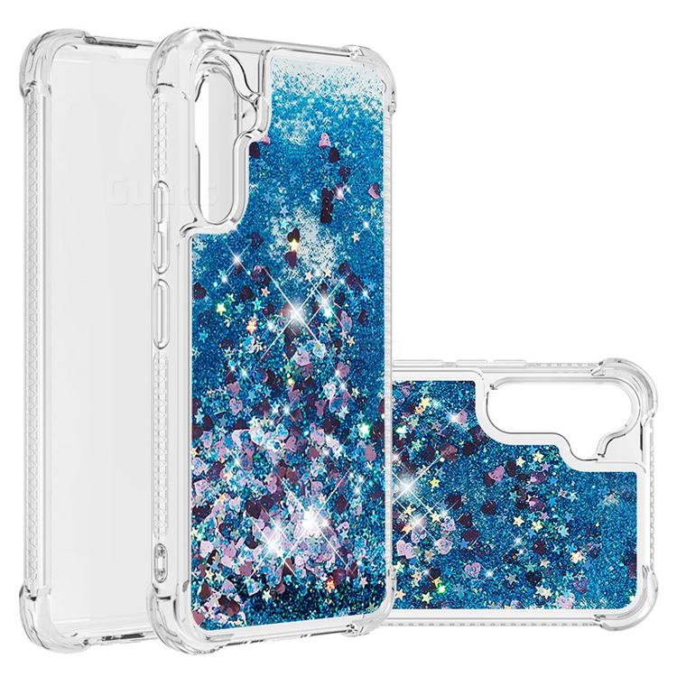 Dynamic Liquid Glitter Sand Quicksand TPU Case for Samsung Galaxy A34 5G - Blue Love Heart