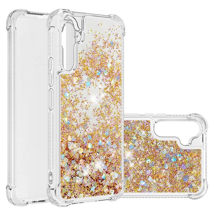 Dynamic Liquid Glitter Sand Quicksand TPU Case for Samsung Galaxy A34 5G - Rose Gold Love Heart
