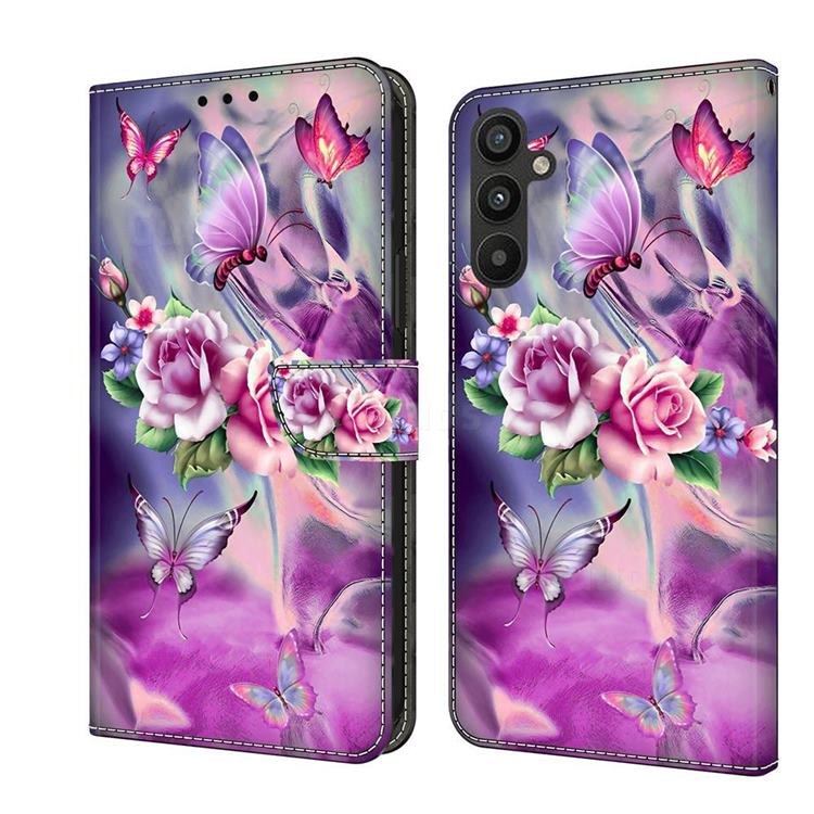 Flower Butterflies Crystal PU Leather Protective Wallet Case Cover for Samsung Galaxy A34 5G