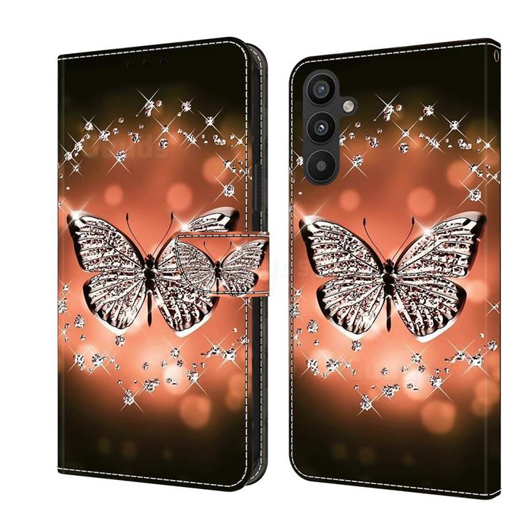 Crystal Butterfly Crystal PU Leather Protective Wallet Case Cover for Samsung Galaxy A34 5G