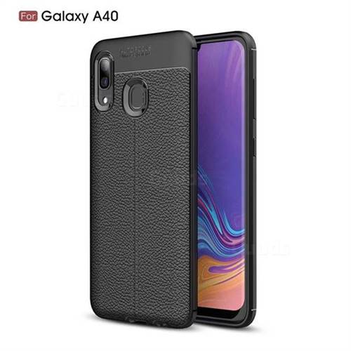 Luxury Auto Focus Litchi Texture Silicone TPU Back Cover for Samsung Galaxy A40 - Black
