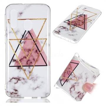 Inverted Triangle Powder Soft TPU Marble Pattern Phone Case for Samsung Galaxy A40