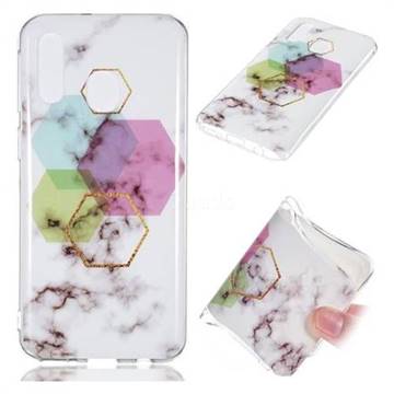 Hexagonal Soft TPU Marble Pattern Phone Case for Samsung Galaxy A40