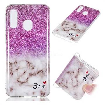 Love Smoke Purple Soft TPU Marble Pattern Phone Case for Samsung Galaxy A40