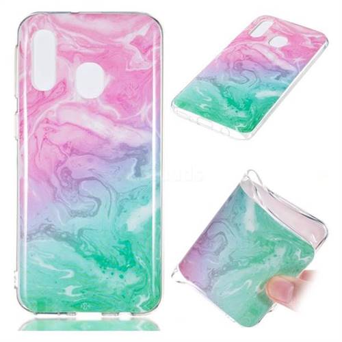 Pink Green Soft TPU Marble Pattern Case for Samsung Galaxy A40