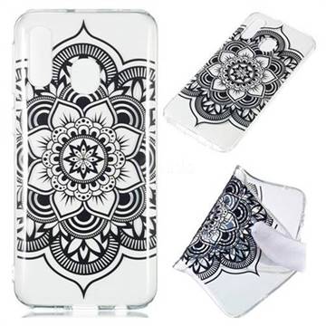 Black Mandala Flower Super Clear Soft TPU Back Cover for Samsung Galaxy A40