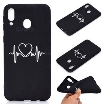 Heart Radio Wave Chalk Drawing Matte Black TPU Phone Cover for Samsung Galaxy A40